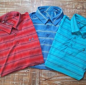 Under Armour Men's Polo Shirts( Lot of 3) Size Large Red, Blue, Green